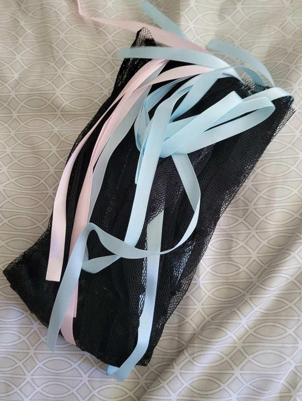 Blue & Pink Lace Ribbon Leg Warmers